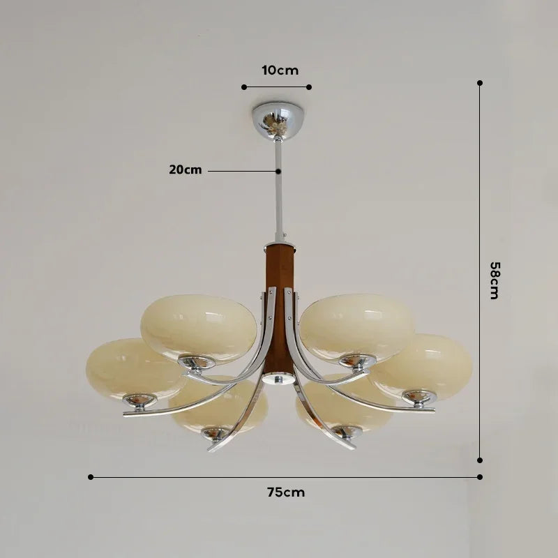 lustre moderne suspension bois abat jour blanc chrome ampoules led tactile