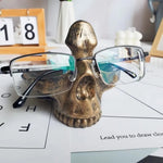 porte lunettes crâne forme ornière gothique vieillie résine transparent or noir