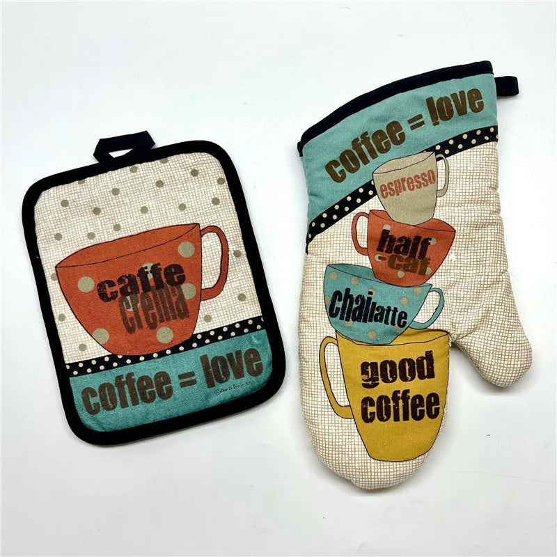 gants cuisine poignées plat motifs cuisine vintage rustique blanc noir rouge vert beige marron