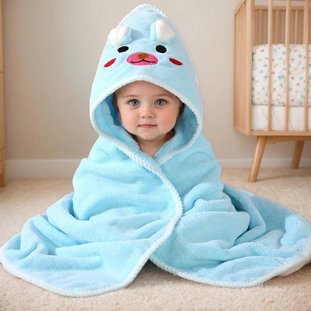 serviette bain bébé verte dessin animé oreilles lapin douce moelleuse bordure blanche confortable ans