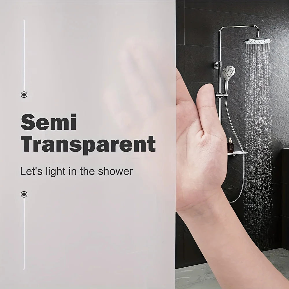 rideau douche blanc semi transparent moderne magnets lestés crochets