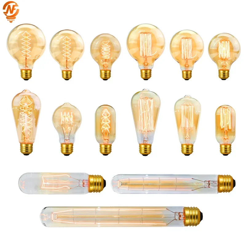 Ampoules Edison vintage filaments spirales dorées transparentes E27 250 lumens 30000h