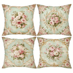 taies d'oreiller motif floral vintage rose blanche zip closure decoration chambre maison
