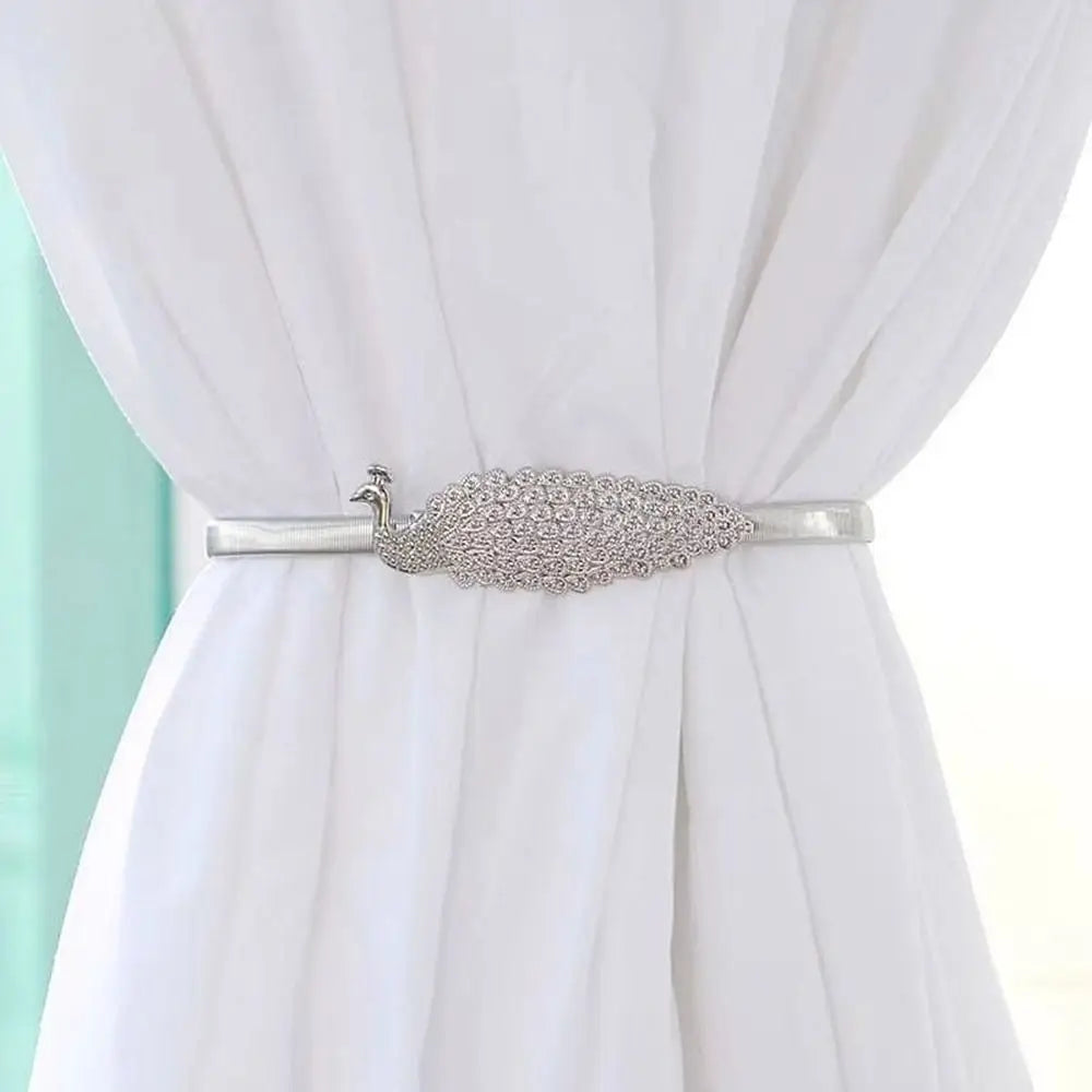 anneaux rideau or argent oiseau feuille rose modernes coton finition blanche