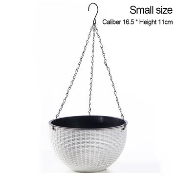 pots suspendus tressés noir blanc bleu moderne crochet chaine cloison autoarrosant