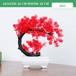 bonsaï artificiel pot blanc feuilles vertes fleurs roses intérieur extérieur exposition classique décoration maison