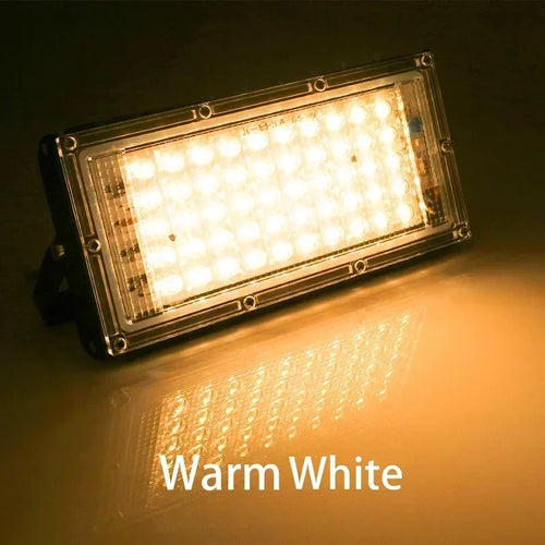projecteur led extérieur aluminium moderne blanc noir éclairage parking stade tunnel haute puissance 50w