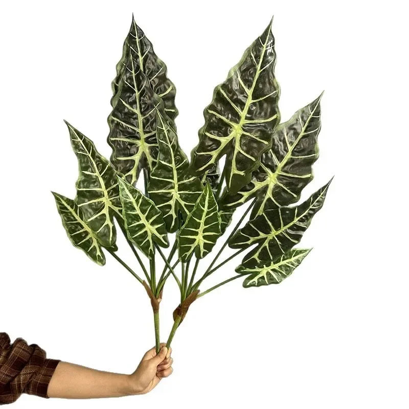 plantes artificielles feuilles larges vertes décoration tropical extérieur imitation végétal texturé 71cm