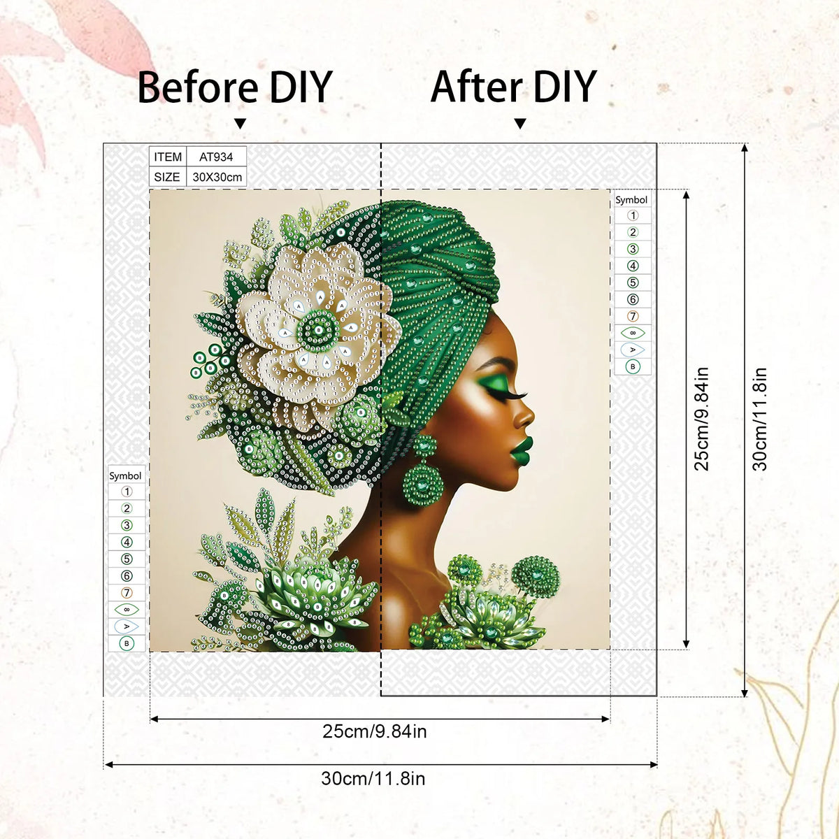 tableau décoratif moderne floral vert beige blanc contemporain cadre bois qualité toile