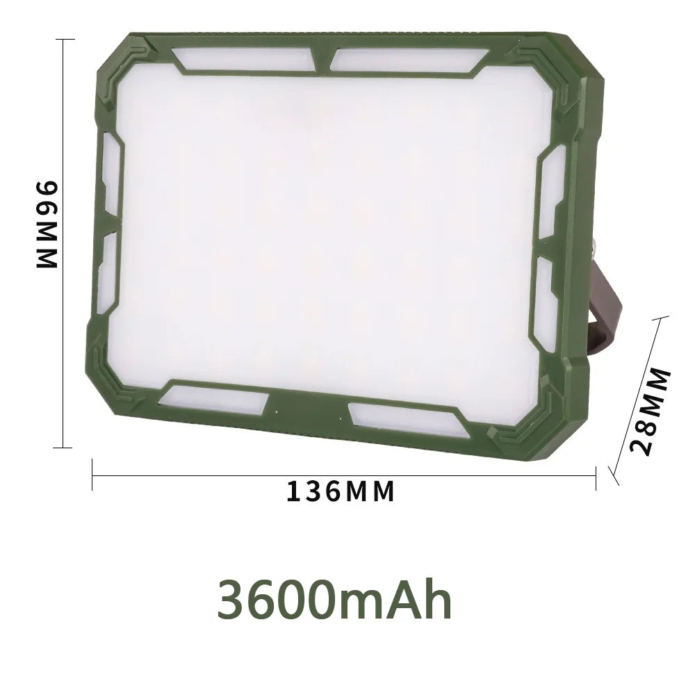 lampe camping rechargeable led portable aimantée support montage affichage numérique gris métallisé moderne robuste