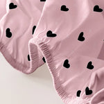 drap plat rose clair motif coeurs noirs moderne literie taille 120x200cm polyester