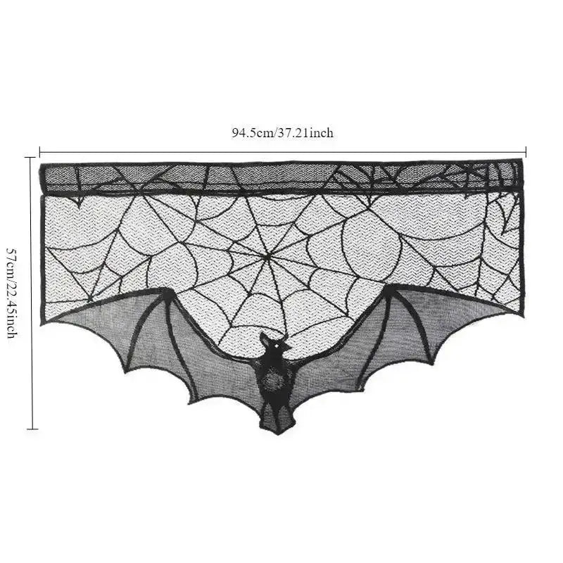 rideau halloween toile d'araignée chauve souris noir décoration fenêtre occasion festivités