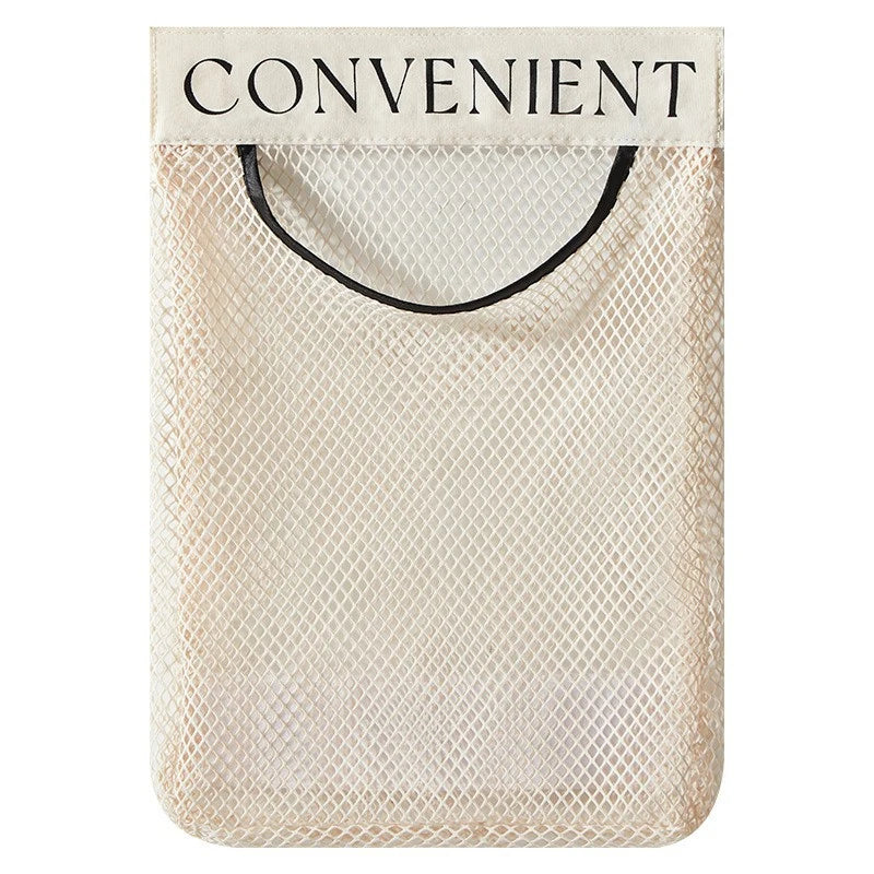 organisateur suspendu sacs rangement toile polyester réutilisable porte mur beige noir blanc minimaliste
