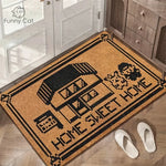 tapis d'entrée marron clair motif maison SWEET moderne pixel art résistant saleté