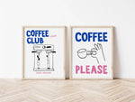 affiches modernes illustration Morning Dive Coffee Club minimaliste beige clair vert pastel orange noir