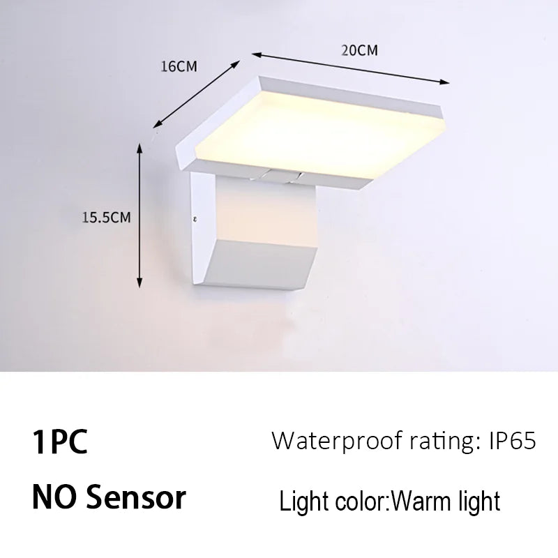 lampe murale moderne led extérieure détecteur mouvement noir blanc pliable jardin véranda