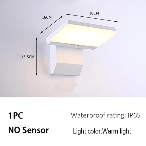 lampe murale moderne led extérieure détecteur mouvement noir blanc pliable jardin véranda