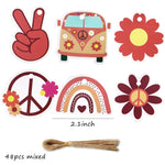 picks cupcakes fleurs paix arc ciel bus rouge orange beige jaune vert bleu vintage