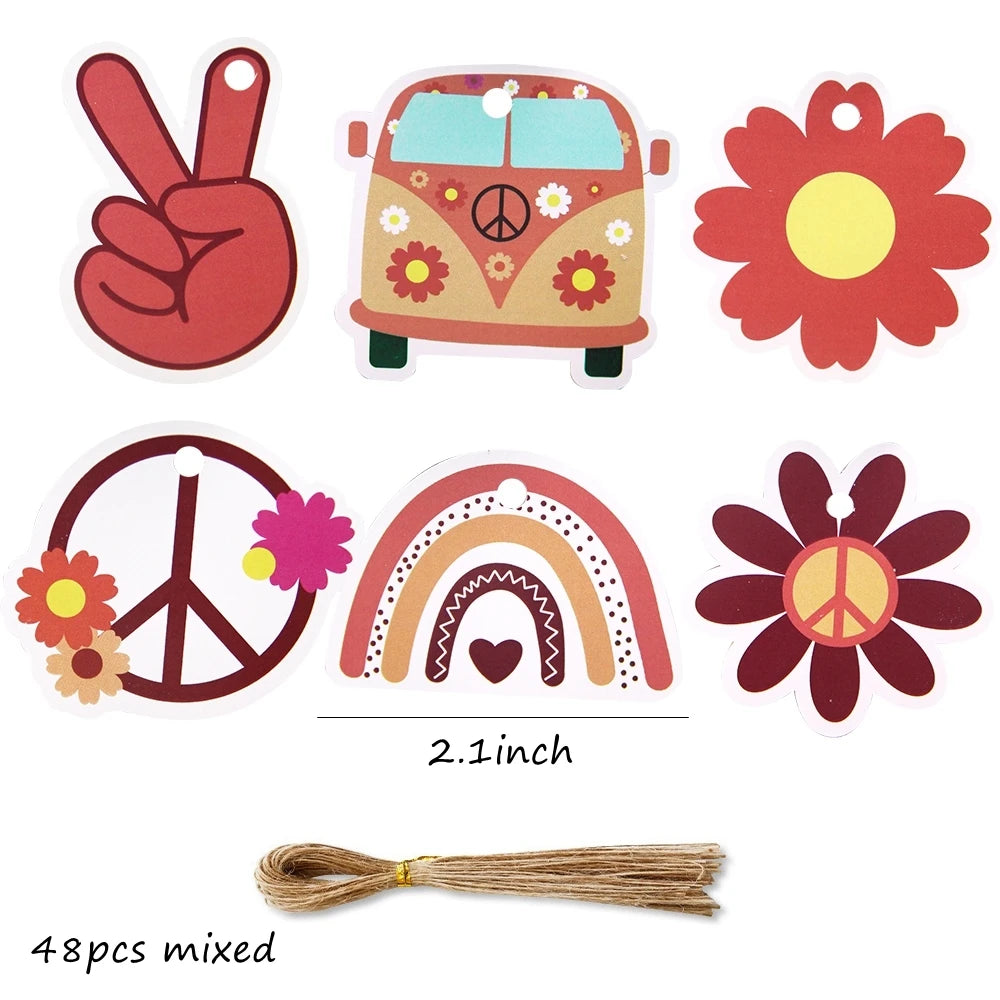 picks cupcakes fleurs paix arc ciel bus rouge orange beige jaune vert bleu vintage