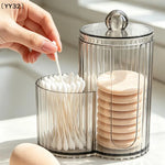 boîte rangement transparente coton tiges disques cosmétiques acrylique moderne rayures vertical