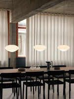 Suspension ovale moderne verre blanc opale salon chambre pendentif led autonomes
