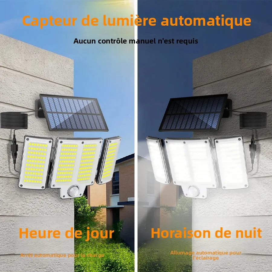 lampe solaire extérieure capteur mouvement lumière jardin éclairage patio moderne fonctionnel led noir gris