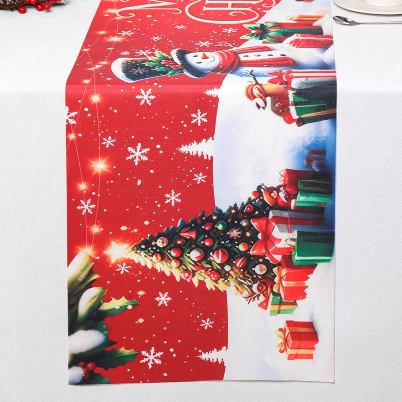 tableau noel père noel bonhomme neige sapin cadeaux flocons merry christmas rouge blanc vert