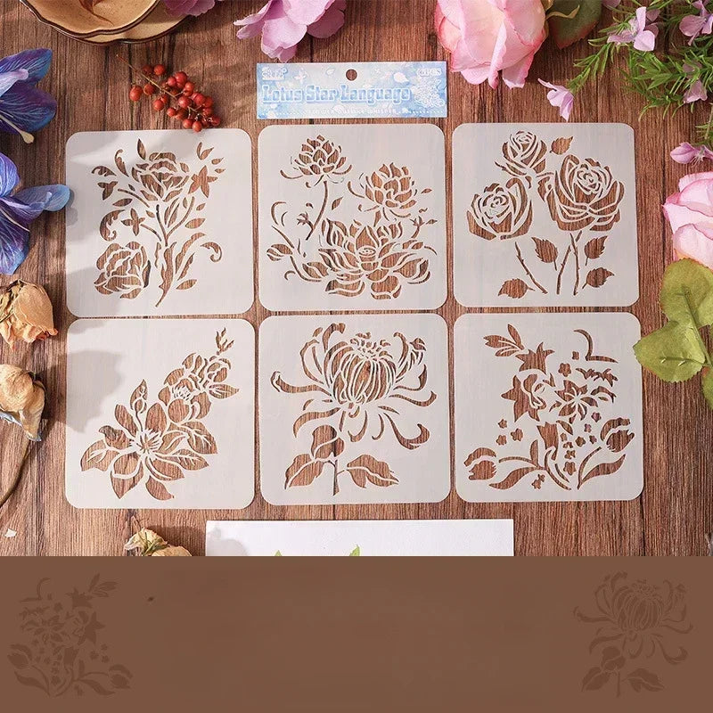 gabarits peinture fleurs stylisées modernes blancs portables set pièces
