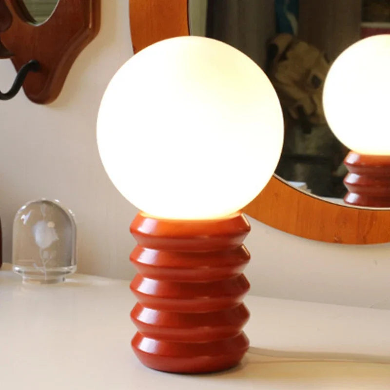 lampe table moderne sphérique spirale métallique blanc chrome