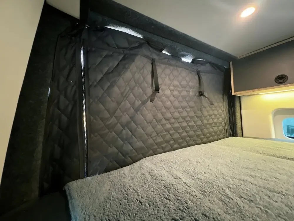 rideau porte gris quilted moderne insulation 183cm 160cm camping car caravane fixations incluses