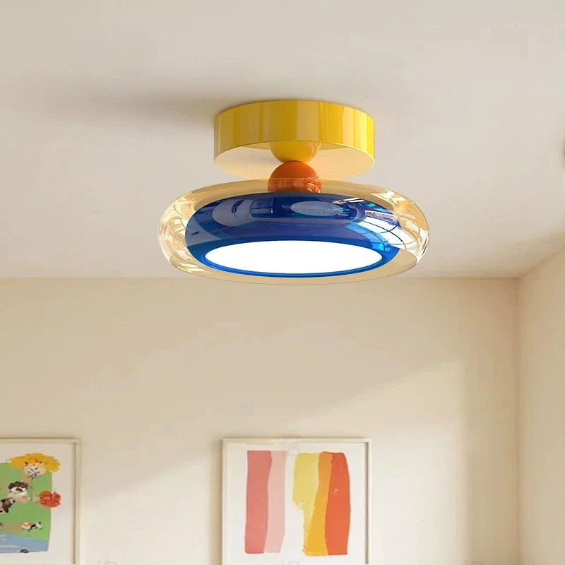 lampe moderne couleur jaune bleu orange verre transparent led chambre enfant deco maison