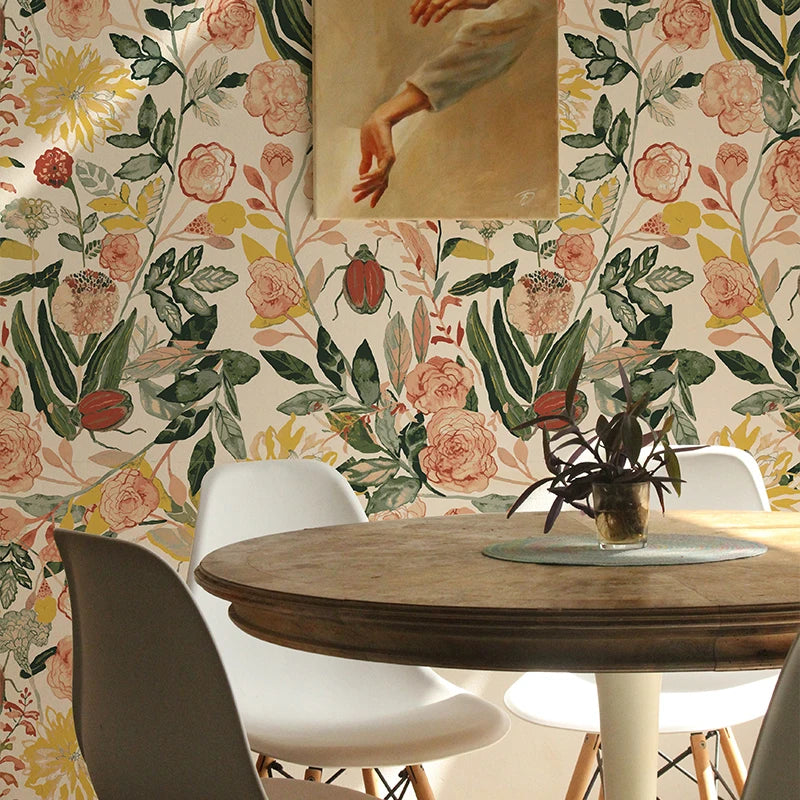 papier peint vinyle fleurs classique multicolore imperméable auto adhésif salon chambre enfant cuisine
