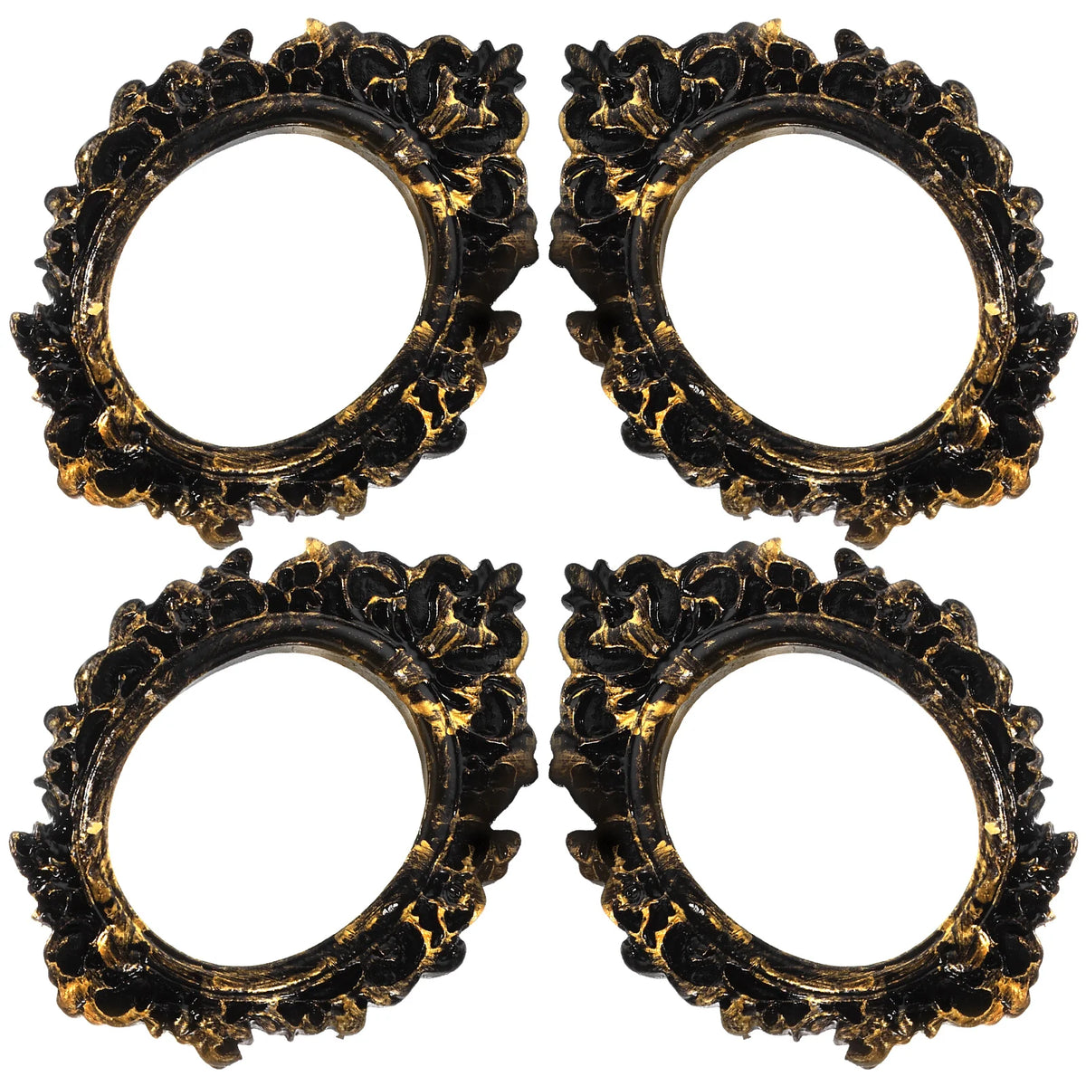 miroirs ovales décoratifs vintage baroques florals sculptés noir orsetDisplay vintagephotoaffichageintérieurtabledécorationminiature