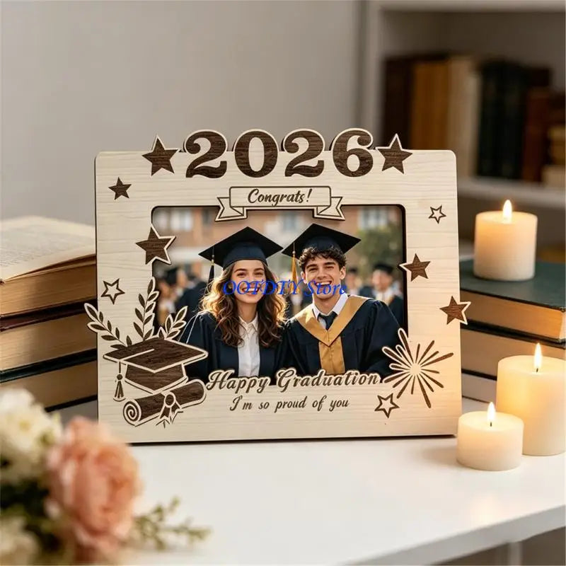 cadres photo bois naturel gravés décoration graduation photos imprimées variés durable