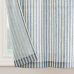 rideau tab top lin bleu marine blanc rayures moderne rustique pack deux pièces