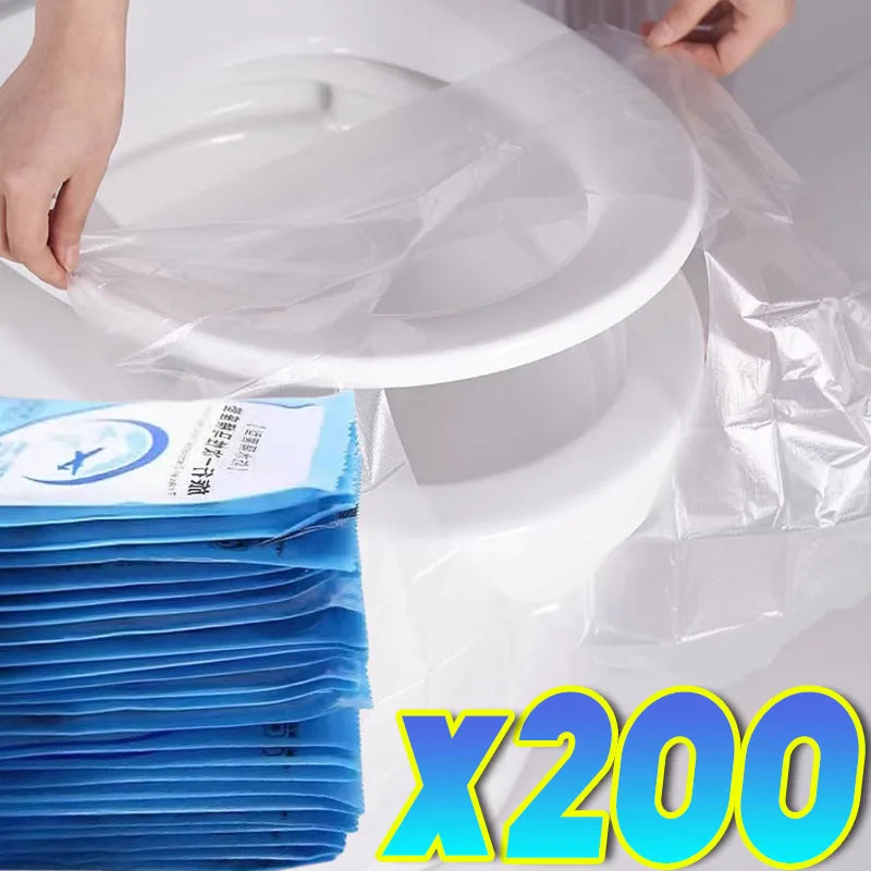 couvre siege toilette jetable transparent adhesif respectueux environnement pratique usage unique paquet individuel