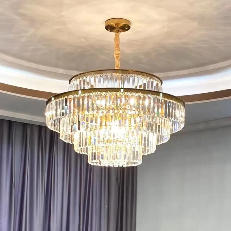 lustre classique doré cristal led 4000k 3000k 6000k transparent salon chambre