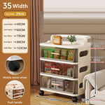 meuble rangement mobile tiroirs roulettes beige clair rayures horizontales moderne