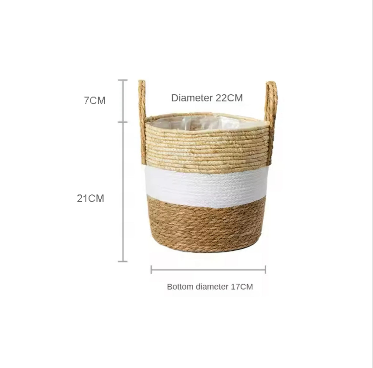paniers rangement boho blanc rayures naturel bordure noire pliables stockage maison jardin