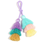 pompons multicolores tissés franges bohèmes décontractés accessoire décoration sacs rideaux artisanal DIY