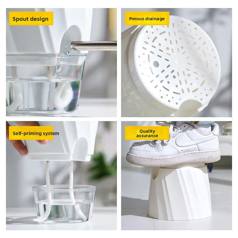 pot plante plastique blanc moderne pot plante intérieure hydroponique transparent épais capacité 1.6l grille
