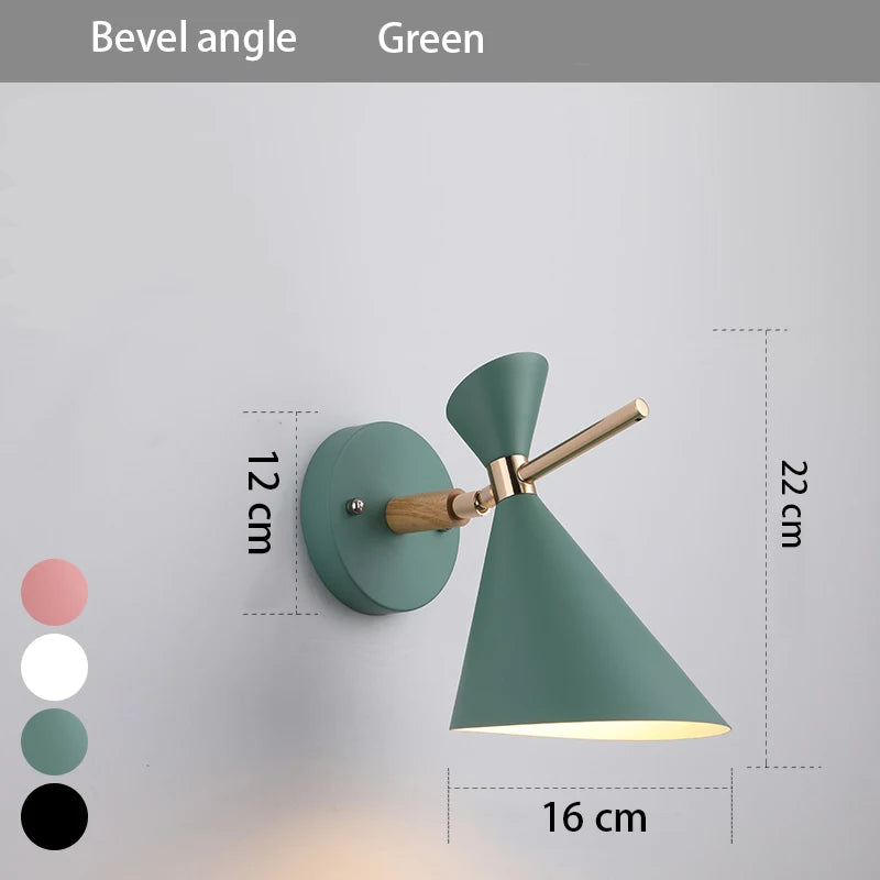 lampe murale moderne conique vis fixation noir blanc rose bleu marine jaune gris minimaliste