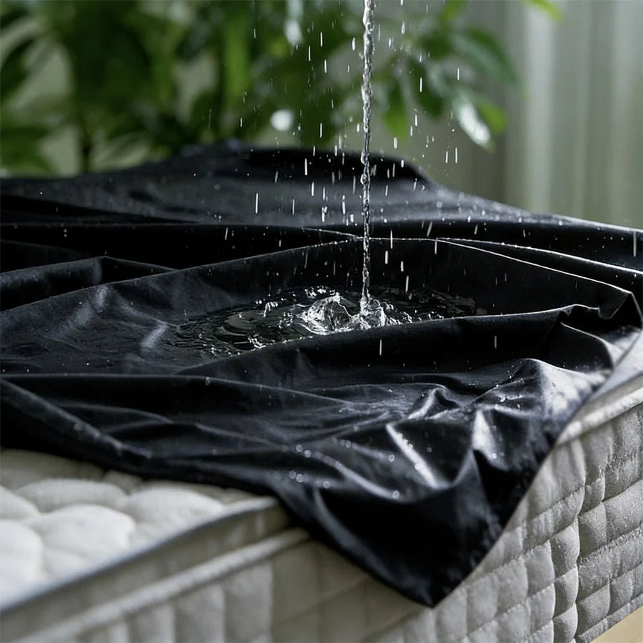 couvre lit noir satiné imperméable pvc moderne élégant facile nettoyer 130x220cm 160x220cm 200x220cm 100x130cm
