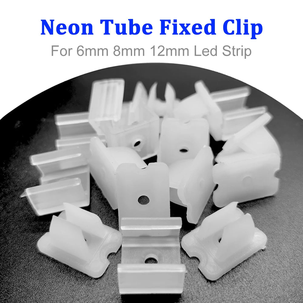 clips fixation rubans led blancs plastique haute qualité 6mm 8mm 12mm certifiés fcc rohs