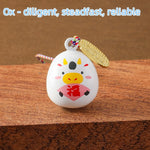 pendentif décoration animal souris lapin cochon chinois fú cuivre marron blanc orange vert bleu
