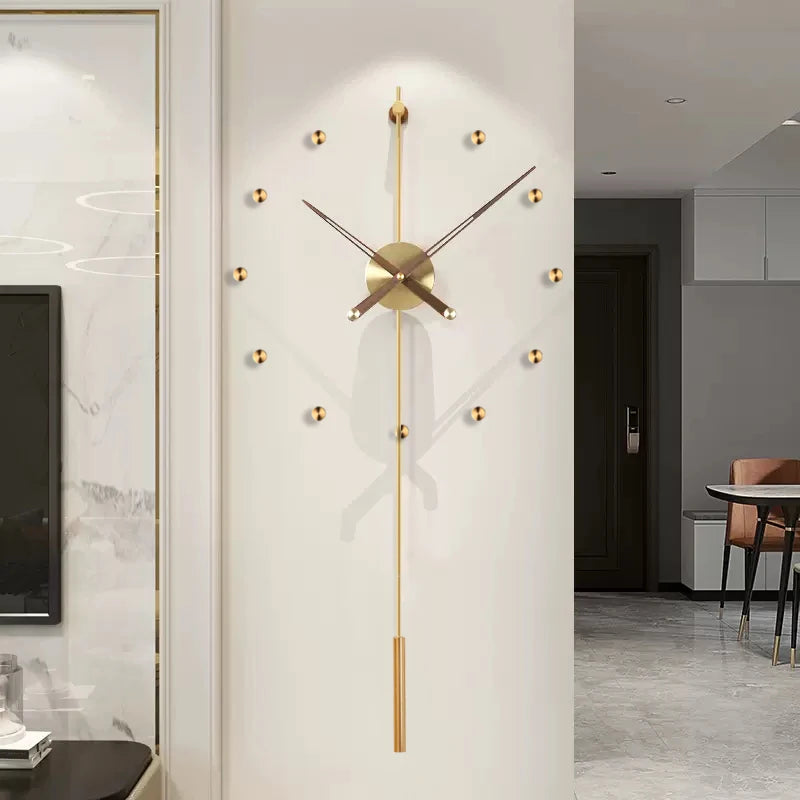 horloge murale moderne or métal aiguilles quartz géométrique minimaliste visage unique ensemble multi pièces