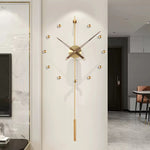 horloge murale moderne or métal aiguilles quartz géométrique minimaliste visage unique ensemble multi pièces