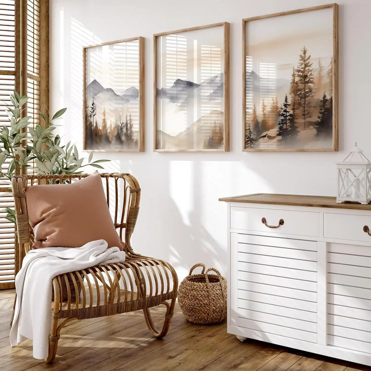 tableaux toile paysage forêt abstraite minimaliste naturel salon chambre coucher décoration maison sans cadre
