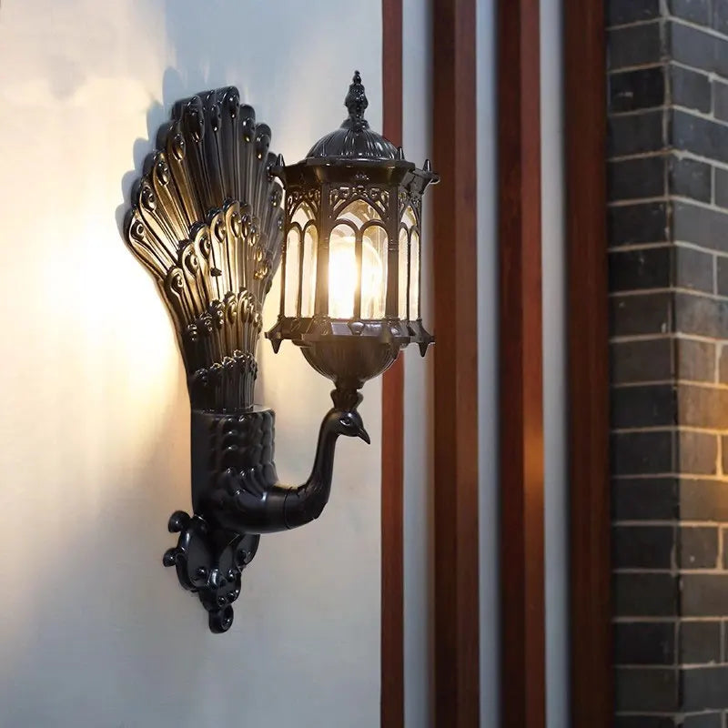 applique murale or oiseau stylisé classique plumes éclairage maison ip65 led aluminium