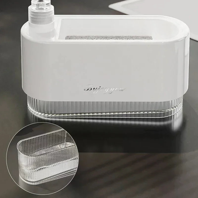 distributeur savon liquide blanc moderne adhésif transparent strié éponge cuisine